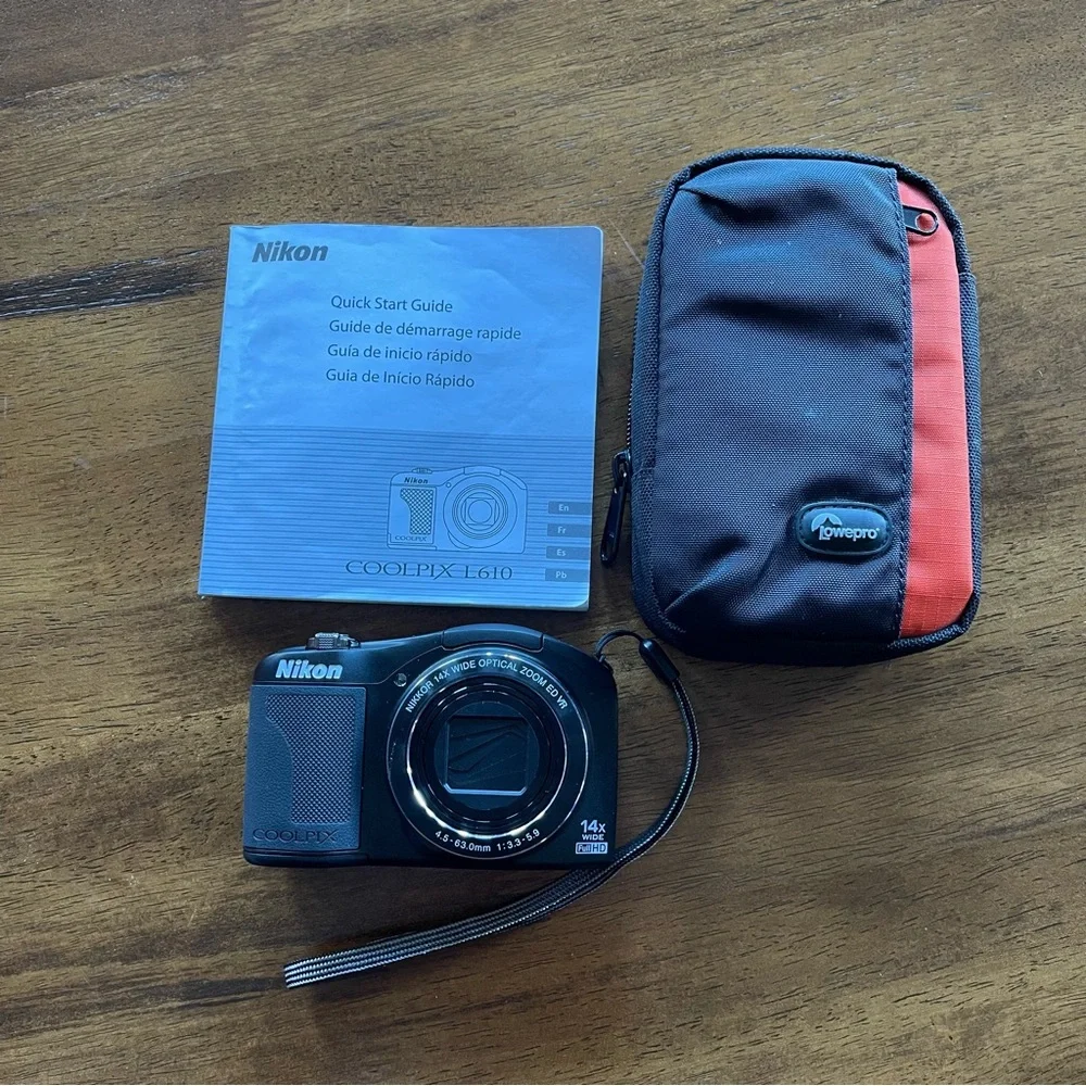 Nikon Coolpix L 610 Digital Camera (black) (older model) carrying case & guide